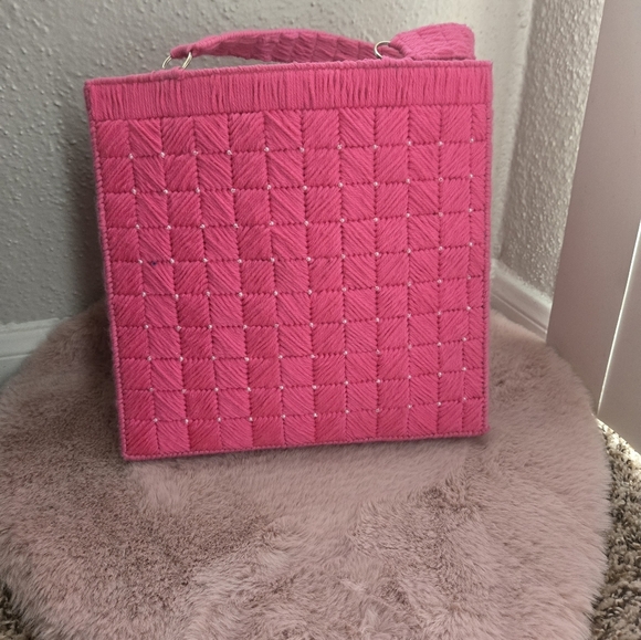 Handmade Handbags - Pink Woven Women's Bag
